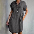 thumbnail image 1 of VEKDONE 2025 Liquidation Été Robes Chemise en Denim pour Femmes Manches Courtes Robe Midi en Jean Ample Boutonnée Décontractée Robe Droite Tunique, 1 of 8