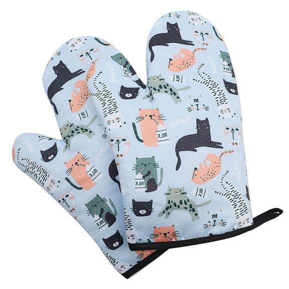 EIMELI One pair of Cotton Oven Mitts and Potholders BBQ Gloves-Oven Mitts Kitchen Cooking Microwave Oven Gloves Mitts Pot Pad Heat Proof Protected