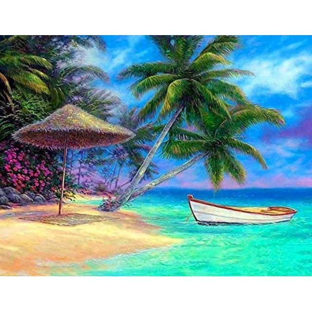 Peinture par Numéros Paysage de Plage et Noix de Coco