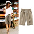 thumbnail image 1 of Mefallenssiah Women'S Shorts Cotton and Linen Fashionable Printing Elastic Waist 5-Inch Pants Drawstring 5-Inch Shorts, 1 of 1