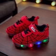 thumbnail image 1 of Boys LED Spider Net Sneakers - Fashionable & Durable Athletic Shoes with Cool Spider Web Design - Lightweight, Breathable & Non-slip for Walking, Running & Training, 1 of 5