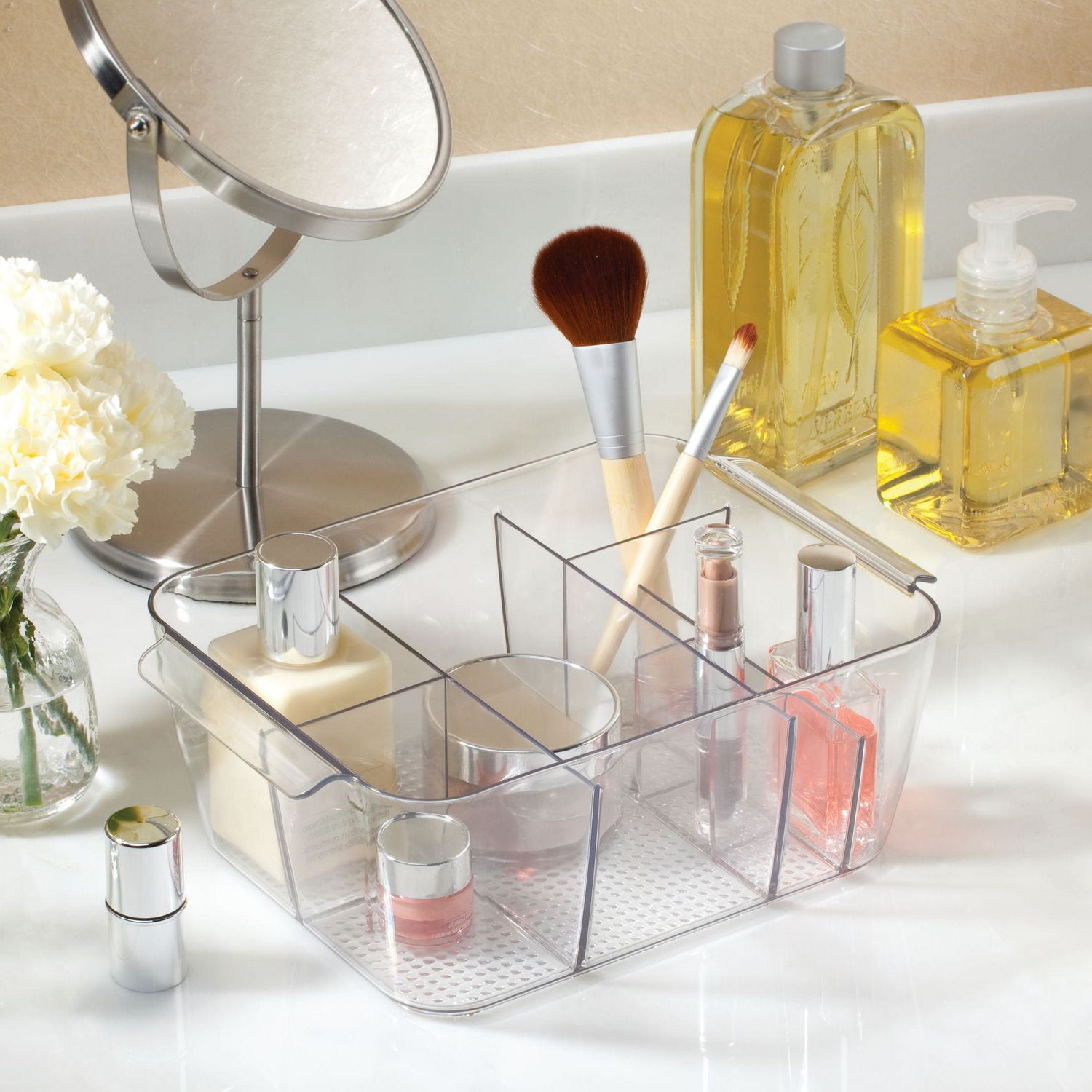 MAINSTAYS Divided Clear Cosmetic Organizer Tote