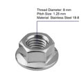 thumbnail image 4 of Écrous à Bride Dentelés M8, Écrous de Blocage à Bride, Acier Inoxydable 18-8 (304), Fini Brillant, 50 Pcs, 4 of 4
