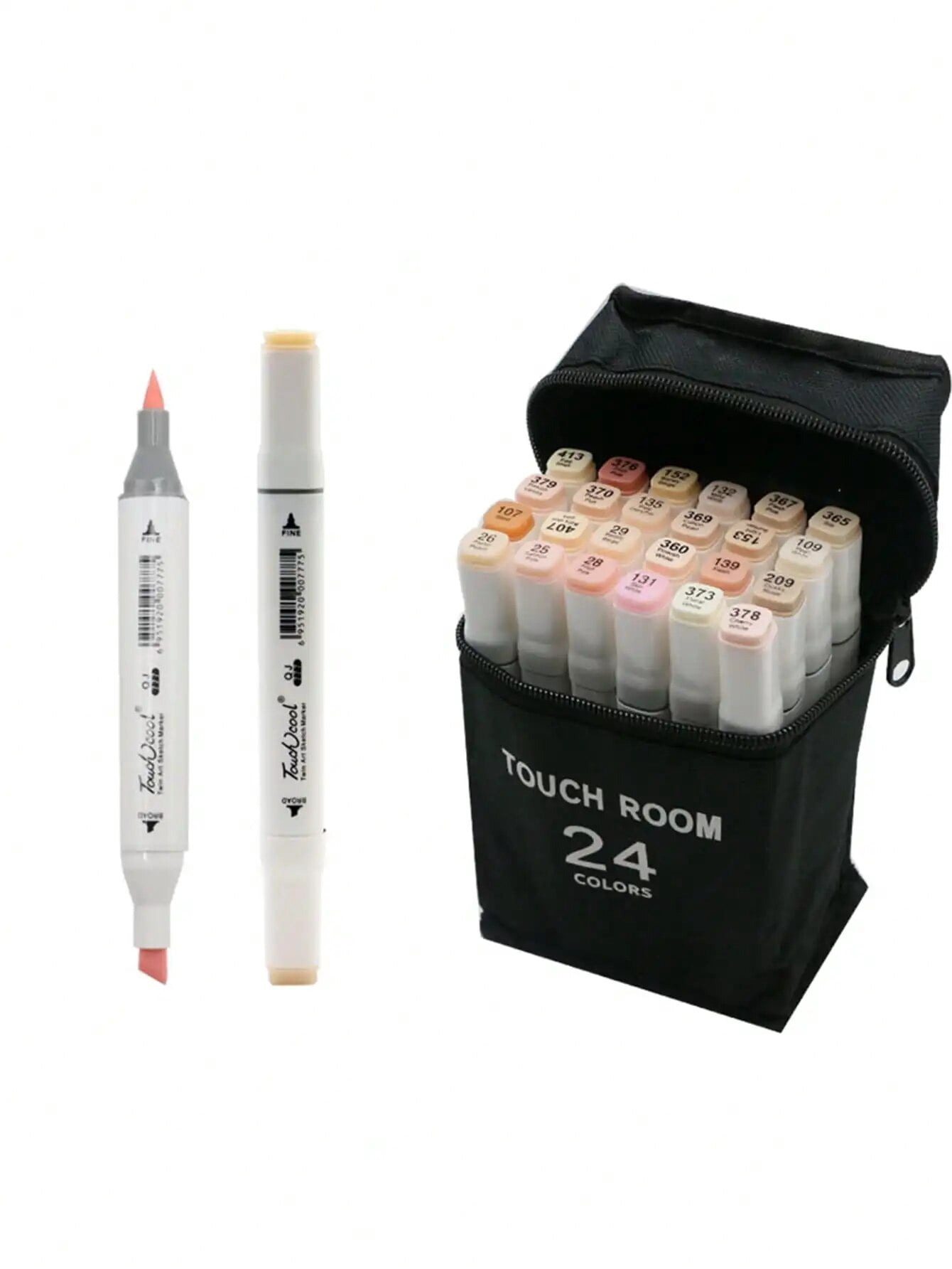 Bview Art Dual Tip Alcohol Based Flesh Color Marker Pen Set 24colors Skin Tone&Hair Art Markers