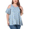 thumbnail image 1 of CHUANK Women‘s Plus Size Cold Shoulder Tunic Top Summer Short Sleeve Blouse, 1 of 7