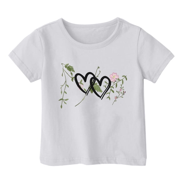 SXcggal One T-Shirt Mode Décontracté Imprimé Col Rond Manches Courtes Ample Mignon Confortable Beaux Hauts pour Filles