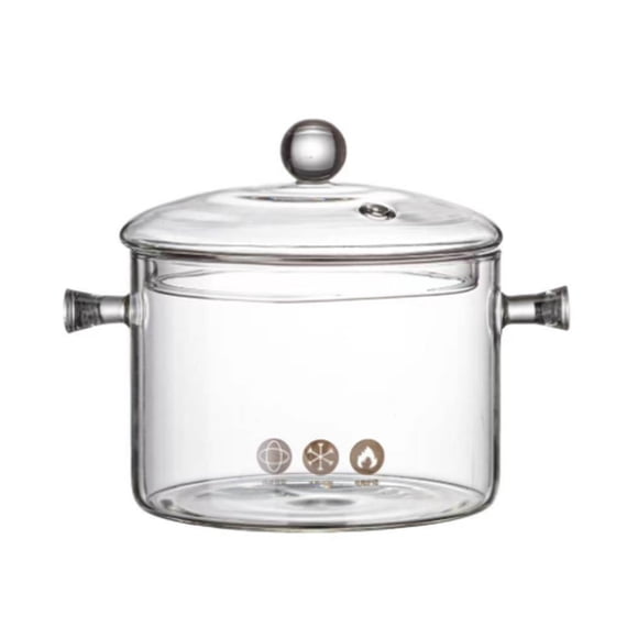 Cagogo under $5 Borosilicate Glass Pot, High Borosilicate Glass Stew Pot, Open Flame Heating Mini Crock Pot For Cooking, Heat Resistant Glass Saucepan For Stove