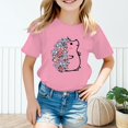 thumbnail image 1 of PMVFHDE Hauts pour Filles T-Shirts pour Filles T-Shirts Graphiques T-Shirts pour Fille Hauts d'Été Tendance pour Filles Hauts d'Été pour Fille T-Shirt Graphique Mignon pour Fille Col Rond Manches Courtes T-Shirt d'Été Rose, 8-9 Ans, 1 of 5