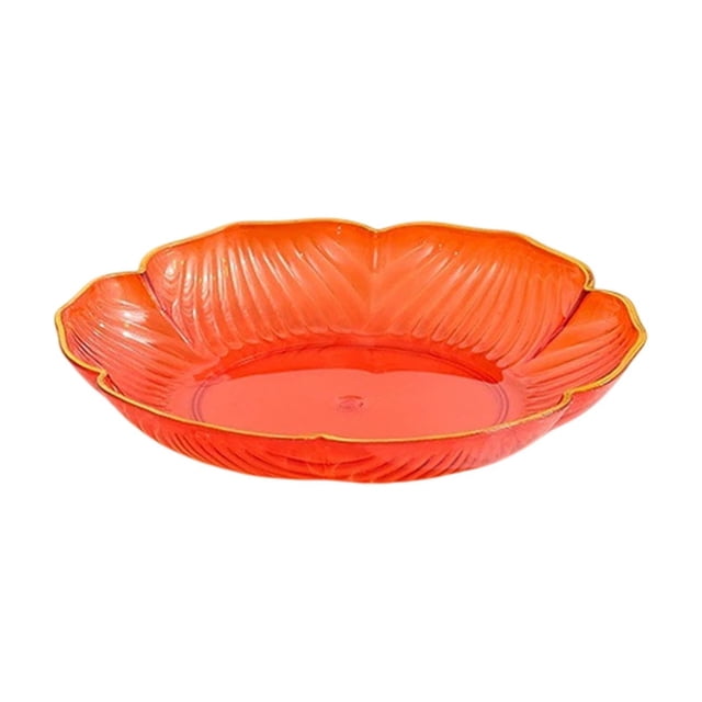 Tauxra Clear Patterned Lotus Edge Plastic Fruit Bowl Food Grade Serving Dish For Living Room Coffee Table