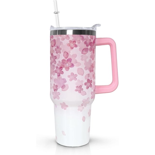 Gobelet 40 Oz avec Poignée et Paille Isolé Double Paroi en Acier Inoxydable Tasse de Voyage Boîte Cadeau Gobelet Réutilisable Tasse de Café de Voyage pour Bureau Tasse de Bière Isolée Portable pour Boissons Chaudes et Froides