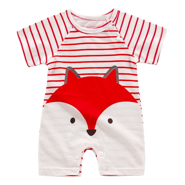 IROINID Rabais Coton Neutre Cache-Couches Nouveau-Né Bébés Filles Garçons Justaucorps Été Manches Courtes une-Pièce Barboteuse Dessin Animé Combinaison, Rouge