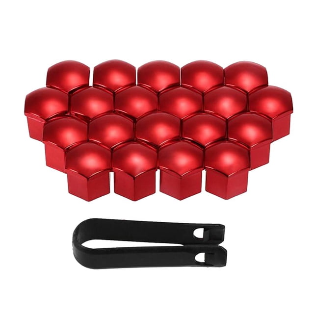 DYNWAVECA 20 Pcs Couvercles d'Écrou de Roue Universels 21mm Capuchons d'Écrou Protecteur de Vis, Rouge, 21mm Rouge1