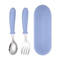 thumbnail image 1 of Binwennn 2pcs Stainless Steel Baby Tableware Set Portable Baby Spoon And Fork Set With Storage Cute Baby Cutlery Set Self Feeding Learning Dishwasher Baby For Chil Table Mats Dinner Place Mats for 4, 1 of 5