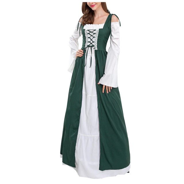 TopLLC Costumes d'Halloween pour Femmes, Robes d'Automne pour Femmes 2022 Mode Femmes Automne Patchwork Décontracté Épaules Dénudées Manches Longues Cosplay Robe Bandage Robe Maxi pour l'Halloween