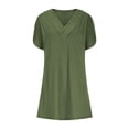 thumbnail image 4 of Ovzne Robes Grande Taille pour Femmes aux Formes Robe pour Femme Robe Unie à Manches Courtes à Col en V Plissée à Manches Chauve-Souris Robe d'Été à Manches Courtes Liquidation, 4 of 6