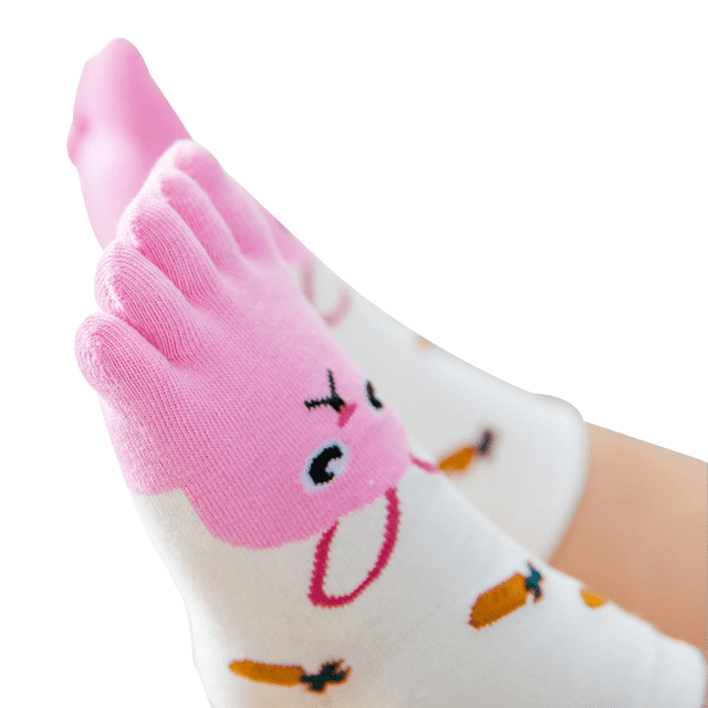 Fortune 1 Pair Kids Five Finger Toe Socks Ankle Socks Baby Cartoon Animal Socks