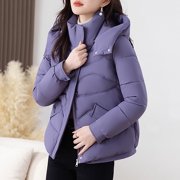 Mceream Women Short Puffer Jacket Hooded Warm Winter Coat Thick Quilted Zip Up Outerwear Lightweight Casual Parka Plus Size Outwear Abrigos Para Mujer Purple L