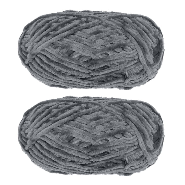 Unique Bargains 2 Pelotes Fil Velours Fil Chenille 87,49 Verges Polyester Fil Doux pour Couverture 2 Pcs Gris Foncé