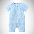 thumbnail image 2 of MIASHUI Toddler Summer Clothes Unisex Baby Boy Girl Rompers Short Sleeve Two Way Zipper Jumpsuits,Blue,18-24 Months, 2 of 3