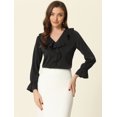 thumbnail image 2 of INSPIRE CHIC Women's Ruffle V Neck Elegant Office Work Chiffon Blouse Top, 2 of 6