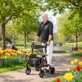thumbnail image 2 of HOMCOM Foldable Rollator Walker with Seat for Seniors, 4 Wheeled Walker, 2 of 10