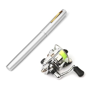 Yeacher Pocket Collapsible Fishing Rod Reel Combo Mini Pen Fishing Pole Kit Telescopic Fishing Rod Spinning Reel Combo Kit