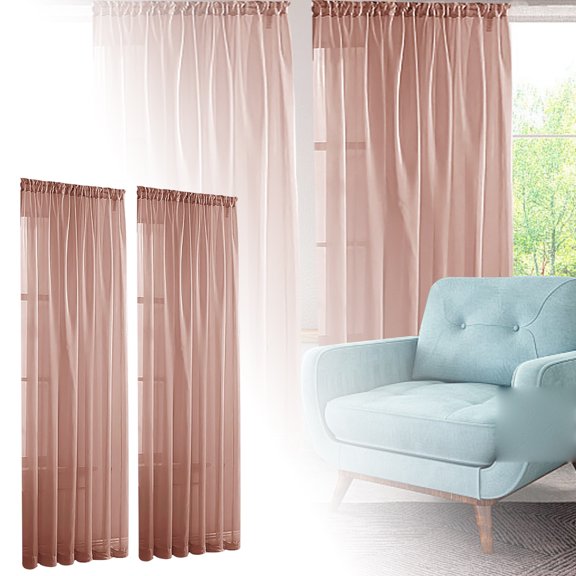 Panneaux de Rideaux Semi-Transparents Couleur Unie pour Salons et Chambres - Rideaux en Polyester Conçus pour le Style et la Fonctionnalité