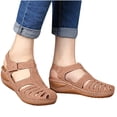 thumbnail image 1 of XZNGL Chaussures pour Femme Chaussures pour Femme Sandales Décontractées d'Été Mode Sandales Décontractées Plates Couleur Unie Chaussures à Oeillets, 1 of 4