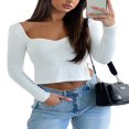 thumbnail image 2 of Solid Slit Crop Top Streetwear for Women, 2 of 6