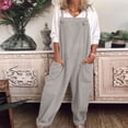 thumbnail image 2 of jovati Salopettes pour Femmes Décontractées Amples Combishort Ample Combinaison en Coton et Lin, 2 of 8