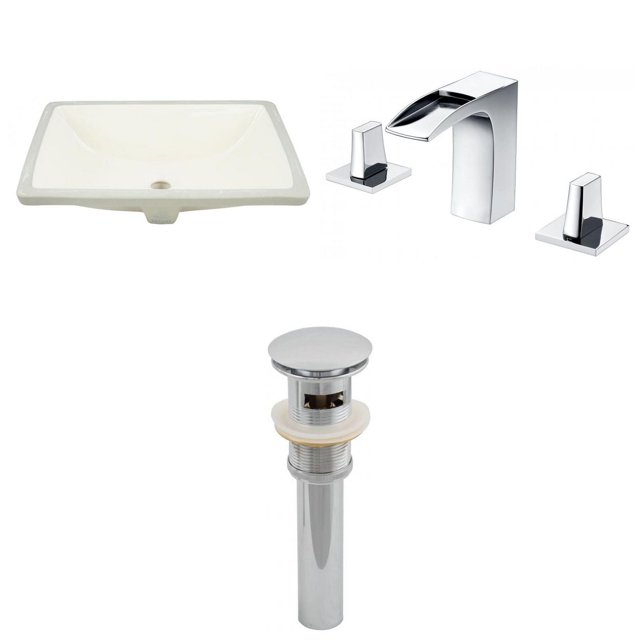 American Imaginations 20.75-in. W Rectangle Bathroom Undermount Sink Set In Biscuit - Chrome Hardware - Overflow Drain Incl. AI-27022