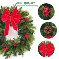 thumbnail image 3 of 24-Inch Prelit Christmas Wreath with 50 LED Lights, Large Red Bow, Pine Cones, Berries, Artificial Spruce, Weather-Resistant, Battery Operated with Timer, Perfect Outdoor Winter Decor, 3 of 5