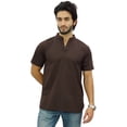 thumbnail image 4 of Atasi Kurta Court en Coton Brun pour Homme à Col Mandarin, Manches Mi-Longues, Tunique Décontractée-m, 4 of 6