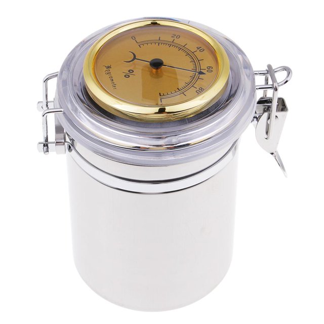 Classic Stainless Steel Tobacco Tin Cans Humidor with Humidometer for Gifts