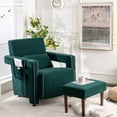 thumbnail image 2 of Costway Modern Berber Fleece Single Sofa Chair w/ Ottoman & Waist Pillow Green, 2 of 10