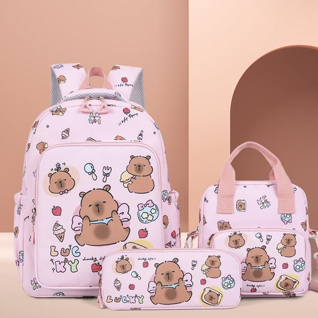PRETXORVE Kapibala Backpack for Girls Cute Capybara Elementary School Students Children From Grades to Backpack