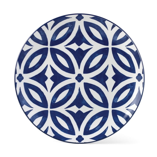 Mainstays Glazed Blue pattern Round Stoneware Dinner Plate, 10.5”
