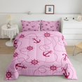 thumbnail image 2 of Erosebridal Girls Retro Rudder Bedding Sets King with Comforter, Pink Anchor Duvet Insert, Ocean Sailing Decor, Reversible, 2 of 7