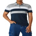 thumbnail image 1 of T-Shirt Homme Manches Courtes à Rayures Contrastées Ajusté avec Col, 1 of 6