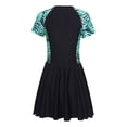 thumbnail image 2 of iefiel Femme Grande Taille Maillot de Bain une Pièce Manches Courtes Maillot Dermoprotecteur Robe de Natation Modeste Plage Maillot de Bain Feuilles Noires 5TG, 2 of 7