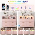 thumbnail image 4 of Modern 6 Drawer Dresser with Charging Station & RGB LED Lights – Slim Wooden Chest of Drawers with Shelf for Bedroom, Nursery, or Apartment, 4 of 7
