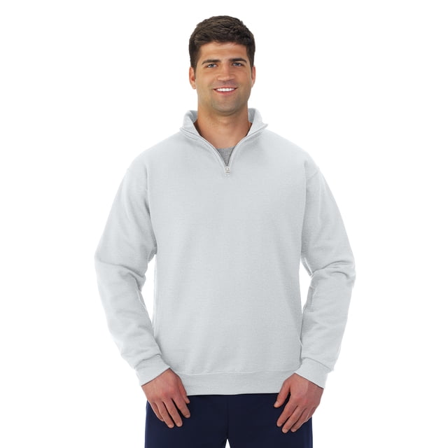 Jerzees Mens NuBlend Quarter Zip Cadet Collar Sweatshirt, M, Ash