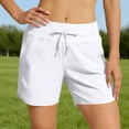 thumbnail image 3 of Yammkia Short Dauphin pour Femme Coupe Régulière Athlétique Taille Froncée Tissé Short de Course avec Poche (Blanc, TP), 3 of 4