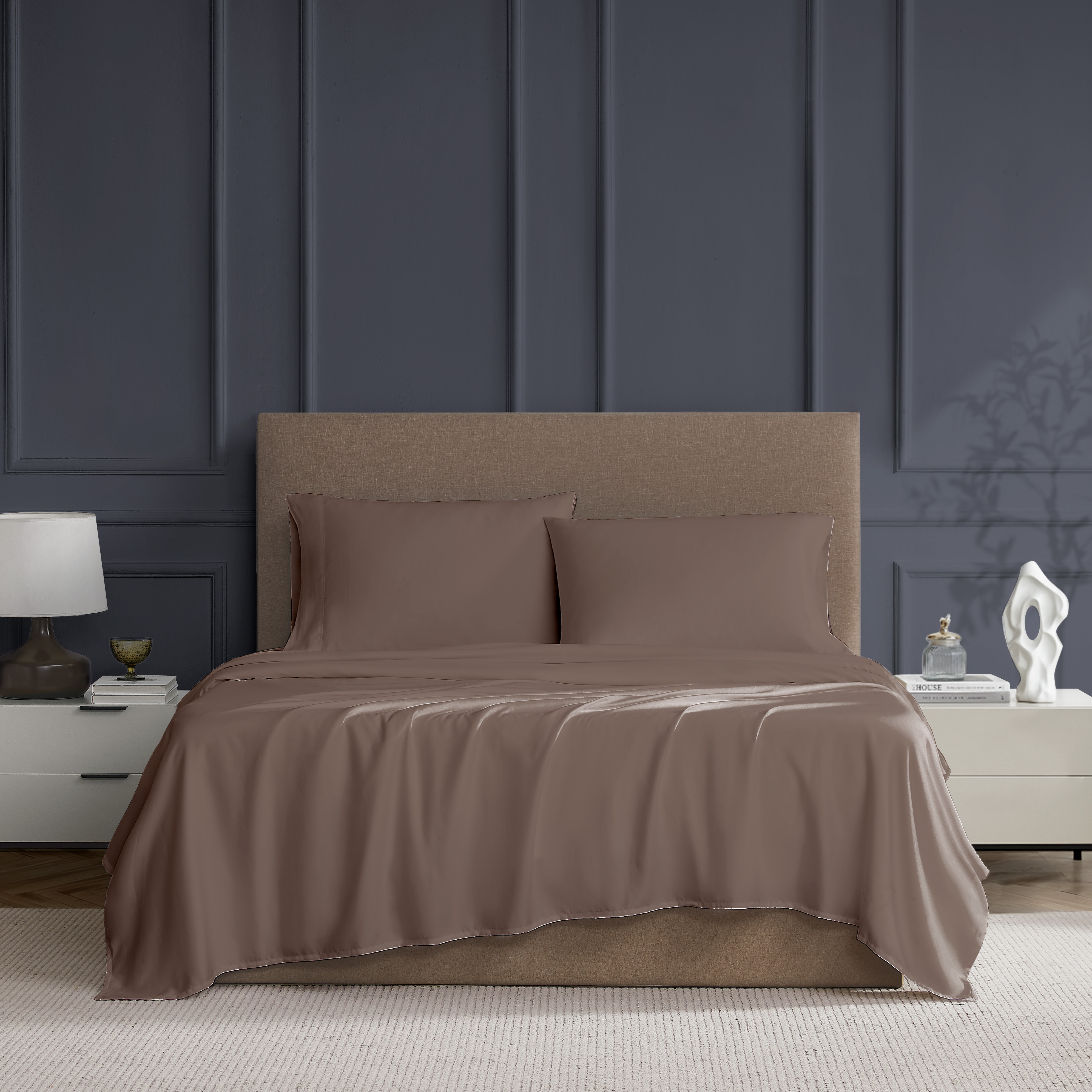 Ensemble de draps 100 % coton à contexture de 400 fils Hometrends, satin de coton