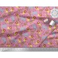thumbnail image 2 of Soimoi Pink Poly Georgette Fabric Lion,Giraffe & Elephant Kids Decor Fabric Printed BTY 52 Inch Wide, 2 of 3