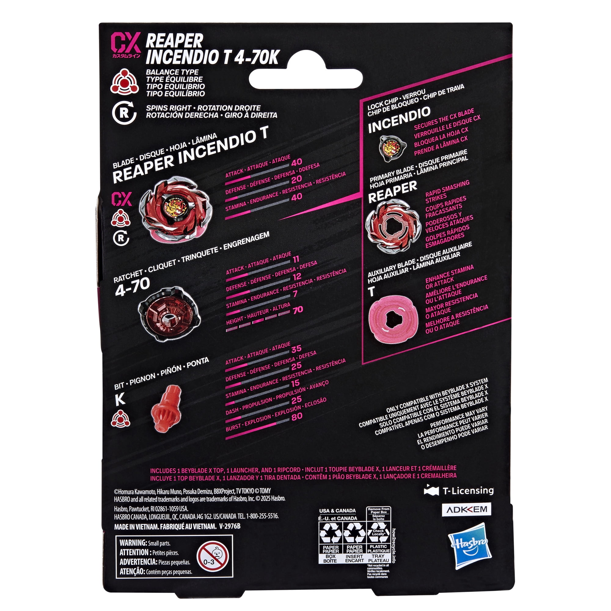 Beyblade X Reaper Incendio T 4-70K CX Starter Pack Top and