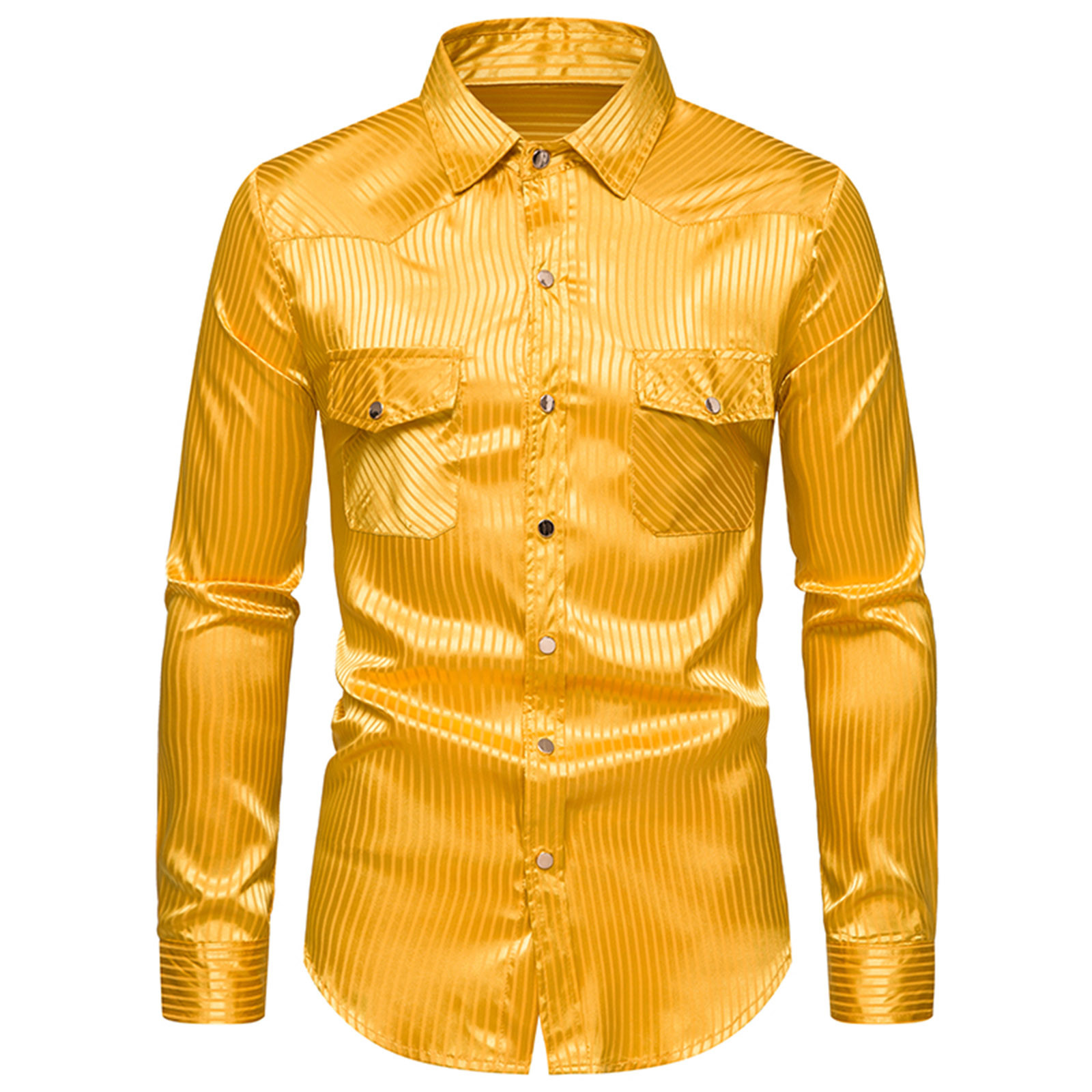 XZNGL Chemise en Denim Homme Décontractée Unie Mode Sport à Rayures Double Poche Manches Longues à Boutons-Pression Chemise Chemise pour Homme Décontractée