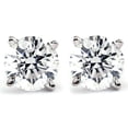 thumbnail image 1 of Boucles d'Oreilles pour Femme en Or Blanc 14 K, Clous en Vrai Diamant Taille Ronde 1/5 Ct P.t., 1 of 3
