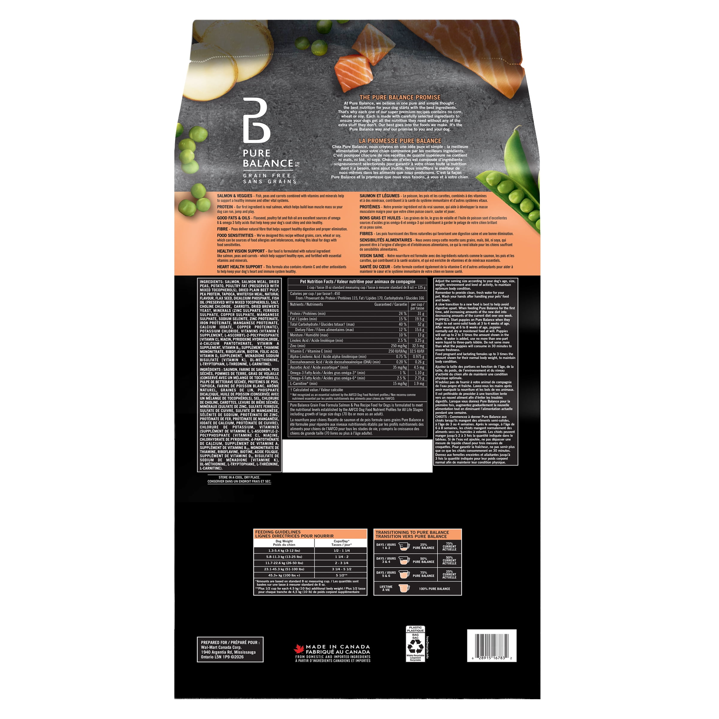 Pure Balance Grain Free Salmon & Pea Recipe Complete Dog Food, 7.2kg