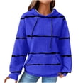 thumbnail image 2 of EGNMCR Sweat à Capuche à Manches Longues pour Femmes, Imprimé Rayé, avec Poches, Automne, 2 of 6